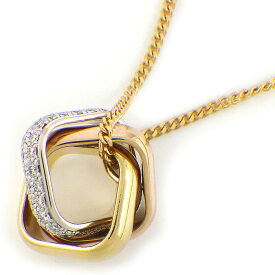 【15日限定★最大3万円OFF＆P3倍★】 カルティエ Cartier ネックレス トリニティ クッション N7424481 セミパヴェ スリーカラー 54ポイント ダイヤモンド 計0.39ct K18PG K18WG K18YG 【箱・保付き】 【中古】