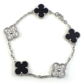 【15日限定★最大3万円OFF＆P3倍★】 ヴァンクリーフ＆アーペル Van Cleef & Arpels ブレスレット ヴィンテージアルハンブラ 5モチーフ VCARP2R900 オニキス 24ポイント ダイヤモンド 計0.96ct K18WG 【箱・保付き】 【中古】