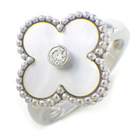 【15日限定★最大3万円OFF＆P3倍★】 ヴァンクリーフ＆アーペル Van Cleef & Arpels リング ヴィンテージアルハンブラ VCARF48900 1ポイント ダイヤモンド 0.05ct ホワイト シェル K18WG 10.5号 / #51 【中古】