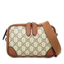 グッチ GUCCI ショルダーバッグ GGエンブレム ミニ クロスボディバッグ 821217 ベージュ ブラウン GGスプリームキャンバス レザー 【中古】