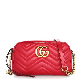 グッチ GUCCI ショルダーバッグ GGマーモント スモール カメラバッグ ハイビスカスレッド 447632 DTD1T 6433 レッド レザー 【中古】