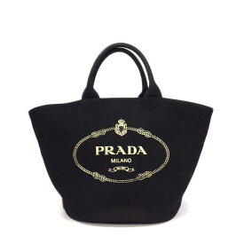 【最大3万円OFFクーポン★スペシャルセール】 プラダ PRADA トートバッグ カナパ バケットバッグ 1BG163 ZKI F0002 ブラック キャンバス レザー シルバー金具【中古】