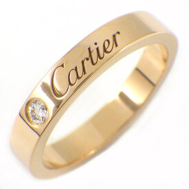 【最大3万円OFFクーポン★スペシャルセール】 カルティエ Cartier リング C ドゥ カルティエ ウェディング バンド 3mm B4086448 エングレーブド ロゴ 1ポイント ダイヤモンド 0.03ct K18PG 7.5号 / #48 【中古】