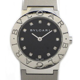 【最大3万円OFFクーポン★スペシャルセール】 ブルガリ BVLGARI 腕時計 ブルガリブルガリ BB26SS 12ポイント ダイヤモンドインデックス ロゴベゼル ブラック文字盤 SS クオーツアナログ 【中古】
