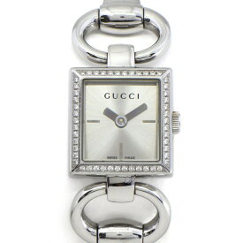 【最大3万円OFFクーポン★スペシャルセール】 グッチ GUCCI 腕時計 トルナヴォーニ 120/YA120506 ホースビット ダイヤベゼル スクエア サンレイ シルバー文字盤 SS クオーツアナログ 【中古】
