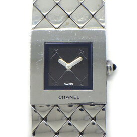 【最大3万円OFFクーポン★スペシャルセール】 シャネル CHANEL 腕時計 マトラッセ H0009 スクエア ブラック文字盤 SS クオーツアナログ 【中古】