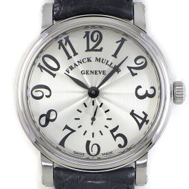 【最大3万円OFFクーポン★スペシャルセール】 フランクミュラー FRANCK MULLER 腕時計 ラウンド ヴィンテージ 7391BS6 シルバー ギョーシェ文字盤 スモールセコンド 裏スケ レザーベルト SS 手巻き 【中古】