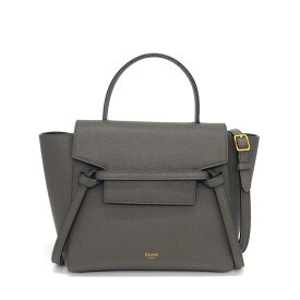 【最大3万円OFFクーポン★スペシャルセール】 セリーヌ CELINE ハンドバッグ/ショルダーバッグ ベルトバッグ ナノ 189003ZVA.10DC グレー カーフスキン ゴールド金具 【中古】