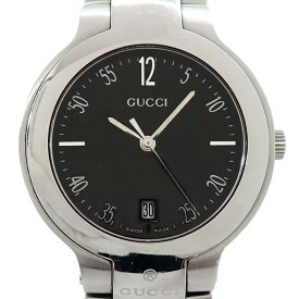 【最大2万円OFFクーポン配布中★10日限定P3倍】 グッチ GUCCI 腕時計 ラウンド 8900M デイト ブラック 文字盤 SS クオーツアナログ 【中古】