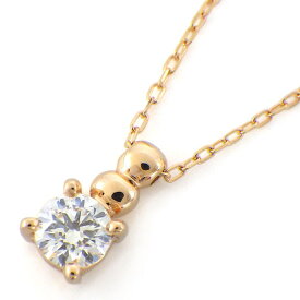 【最大2万円OFFクーポン配布中★10日限定P3倍】 【ダイヤモンド】 ネックレス 1ポイント ラウンド ブリリアントカット ダイヤモンド 0.209ct K18PG 【中古】