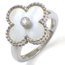 【最大2万円OFFクーポン配布中】 ヴァンクリーフ＆アーペル Van Cleef & Arpels リング ヴィンテージ アルハンブラ VCARF48900 1ポイント ダイヤモンド ホワイト シェル K18WG 11号 / #51 【中古】