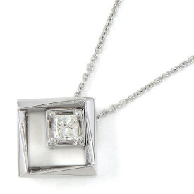 【最大2万円OFFクーポン配布中★10日限定P3倍】 【ダイヤモンド】 ネックレス スクエアモチーフ 1ポイント プリンセスカット ダイヤモンド 0.16ct K18WG 【中古】
