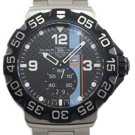 【最大2万円OFFクーポン配布中★10日限定P3倍】 タグ・ホイヤー TAG Heuer 腕時計 フォーミュラ1 グランドデイト ガルフ WAH1013.BA0860 スモールセコンド 回転ベゼル ブラック 文字盤 SS クオーツアナログ 【中古】