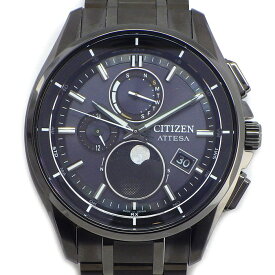 【最大2万円OFFクーポン配布中★10日限定P3倍】 シチズン CITIZEN 腕時計 アテッサ ルナプログラム BY1006-62E/H874-005HK02 ムーンフェイズ ワールドタイム表示 ブラック文字盤 チタン エコドライブ ソーラー 【中古】