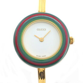【最大2万円OFFクーポン配布中★10日限定P3倍】 グッチ GUCCI 腕時計 チェンジベゼル 11/12.2 マルチカラーベゼル ホワイト文字盤 GP クオーツアナログ 【箱・保付き】 【中古】
