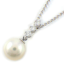 【最大2万円OFFクーポン配布中】 タサキ 田崎真珠 TASAKI ネックレス 1ポイント パール 8.5mm珠 3ポイント ダイヤモンド 計0.13ct K18WG 【中古】
