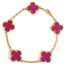 【最大2万円OFFクーポン配布中】 ヴァンクリーフ＆アーペル Van Cleef & Arpels ブレスレット ヴィンテージ アルハンブラ 5モチーフ VCARPQZI00 2026年新作 K18YG ピンク エナメル 【箱・保付き】 【中古】