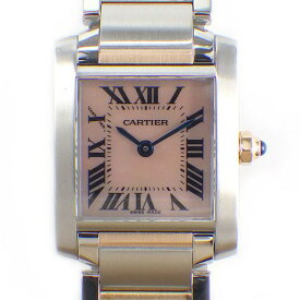 カルティエ Cartier 腕時計 タンクフランセーズSM W51027Q4 ピンクシェル文字盤 ステンレススチール K18PG 【中古】