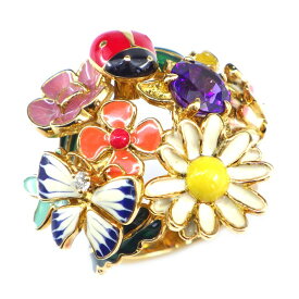 クリスチャンディオール Christian Dior リング ディオレット ミディアム テントウ虫 フラワーモチーフ K18YG ラッカー アメジスト ダイヤモンド 10.5号 / #51【中古】