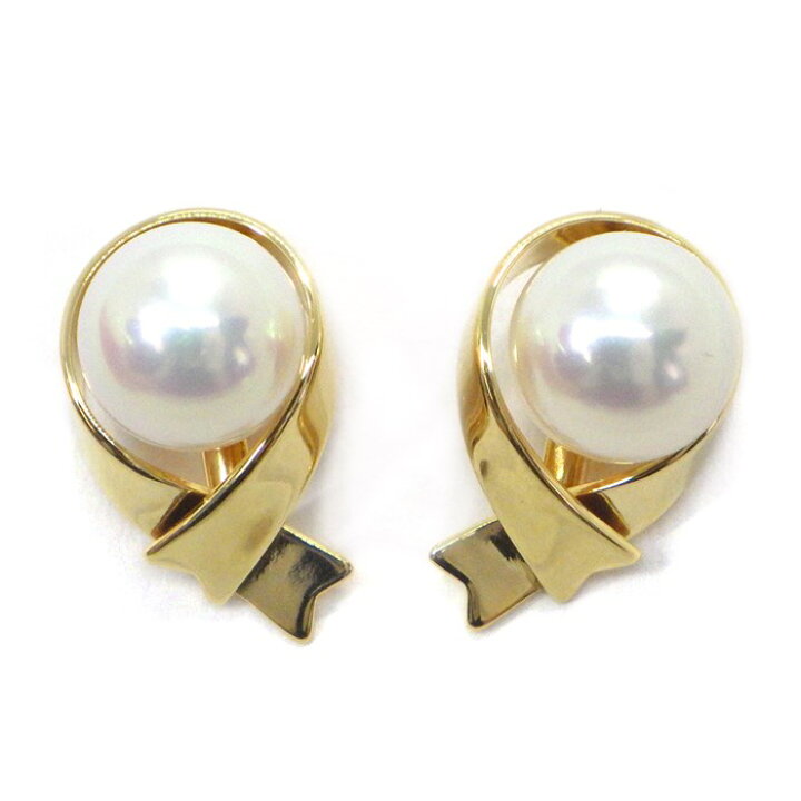 楽天市場】ミキモト MIKIMOTO ピアス リボンモチーフ K18YG パール 7.3  