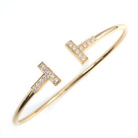 ティファニー Tiffany & Co. バングル Tワイヤー Lサイズ K18PG ダイヤモンド 約0.22ct 【中古】