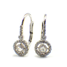 【ダイヤモンド】 ピアス サークル ローズ / ラウンド カット ダイヤモンド 0.18ct / 0.18ct K18WG 【中古】