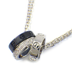 カルティエ Cartier ネックレス ラブ スリー フープ ダイヤモンド K18WG ブラックセラミック 黒 【中古】