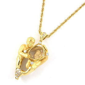 カレライカレラ Carrera y Carrera ネックレス 少年モチーフ クリスタル クォーツ ダイヤモンド K18YG 【中古】