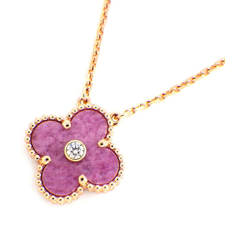 楽天市場 P2倍 最大 8円offクーポン ヴァンクリーフ アーペル Van Cleef Arpels ネックレス ヴィンテージアルハンブラ 21年 クリスマス X Mas 限定モデル ピンク ロードナイト 1ポイント ダイヤモンド K18pg 箱 保付き 中古 ジェイビーワークス