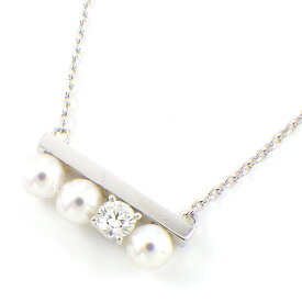 タサキ 田崎真珠 TASAKI ネックレス プチ バランス ソロ 3ポイント パール 3.9mm珠 1ポイント ダイヤモンド 0.13ct K18WG 【中古】
