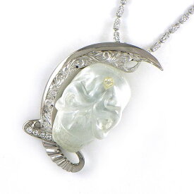 【クリアストーン ダイヤモンド】 ネックレス スカル ドクロ サーベル モチーフ クリアストーン（レジン系素材） ダイヤモンド 0.05ct K18WG 白 【中古】