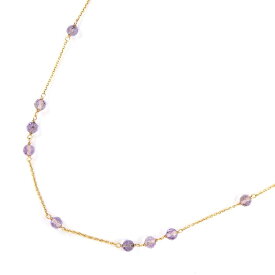 ティファニー Tiffany & Co. ロングネックレス ステーション ボール ビーズ カット アメジスト K18PG 【中古】