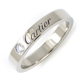 カルティエ Cartier リング エングレーブド ロゴ 3mm ダイヤモンド 0.03ct PT950 8号 / #48 【中古】