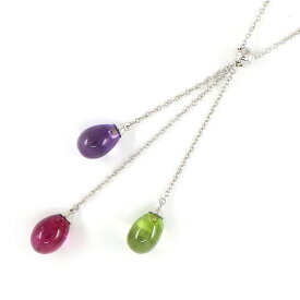ティファニー Tiffany & Co. ネックレス レインボードロップ スウィング アメジスト トルマリン ペリドット K18WG 【中古】