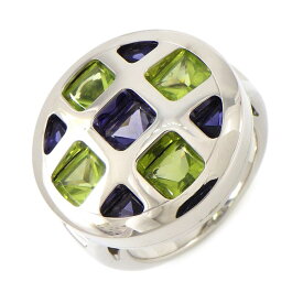 カルティエ Cartier リング パシャグリッド ラウンド サークル アイオライト ペリドット K18WG 11号 / #51 【中古】