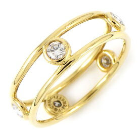 ティファニー Tiffany & Co. リング ダブルワイヤー フープ 5ポイント ダイヤモンド K18YG 11.5号 【中古】