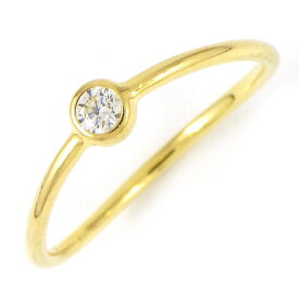 ティファニー Tiffany & Co. リング ウェーブ シングルロウ 1ポイント ダイヤモンド 0.06ct K18YG 9号 【中古】