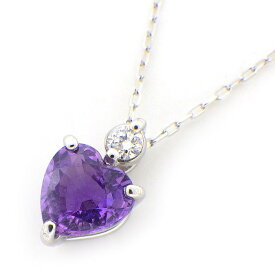 【ハートシェイプパープルサファイア ダイヤモンド】 ネックレス ハートシェイプ パープル サファイア 0.63ct ダイヤモンド 0.03ct PT900 PT850