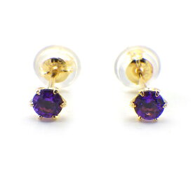 【アメジスト】 ピアス ソリティア ソリテール 2月 誕生石 アメジスト K18YG