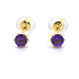 【アメジスト】 ピアス ソリティア ソリテール 2月 誕生石 アメジスト K18YG
