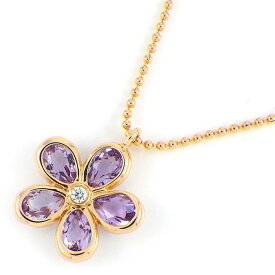 ティファニー Tiffany & Co. ネックレス ガーデンフラワー アメジスト 1ポイント ダイヤモンド K18PG 【中古】