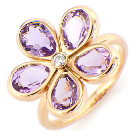 ティファニー Tiffany & Co. リング ガーデン フラワー 5ポイント オーバルカット アメジスト 1ポイント ダイヤモンド K18PG 16.5号 【中古】