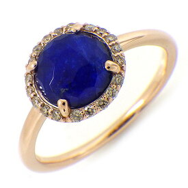 ヴェレッタオッターヴァ veretta 8va リング ラウンド サークル ブルー ストーン ダイヤモンド 0.10ct K18PG 8号 【中古】