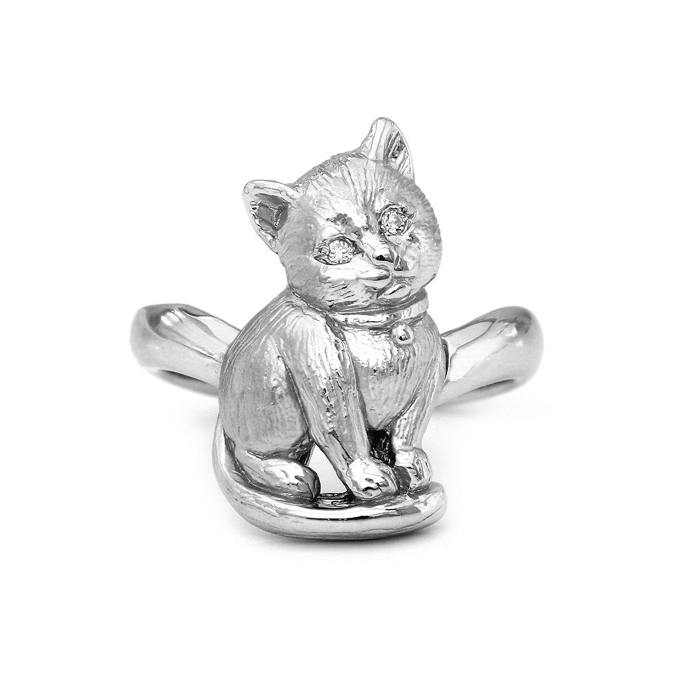 猫リング PT900 レディース ダイヤモンド リング 指輪 プラチナ