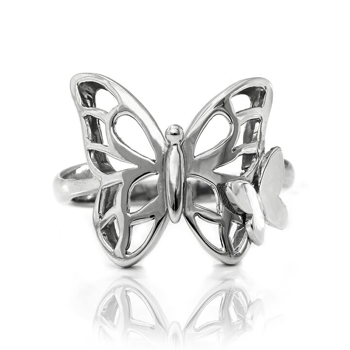 楽天市場】蝶 モチーフ リング バタフライ K18WG ホワイトゴールド  