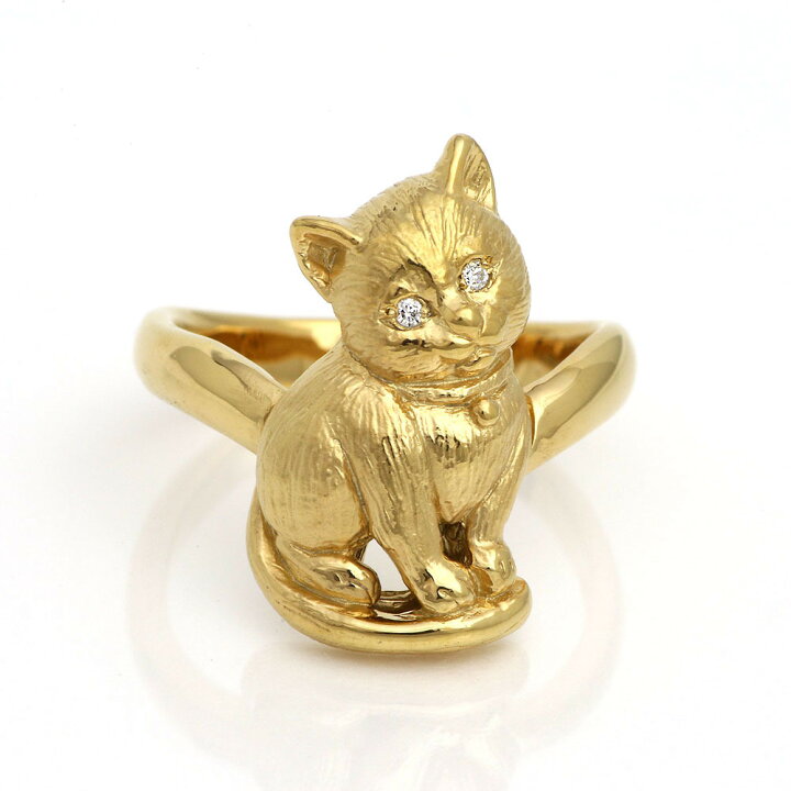 楽天市場】猫リング K18YG レディース ダイヤモンド リング 指輪  