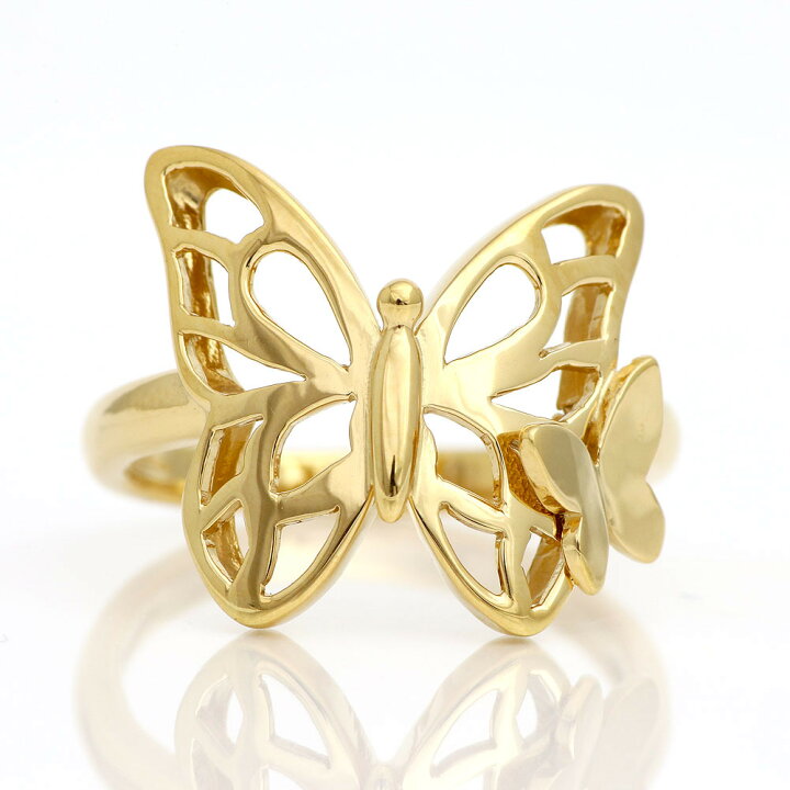 楽天市場】蝶 モチーフ ゴールド リング バタフライ k18 18金 指輪  