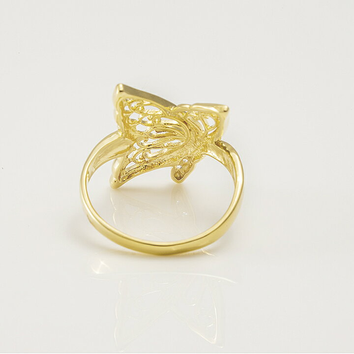 楽天市場】18k 蝶 モチーフ ダイヤモンド リング バタフライ K18YG  