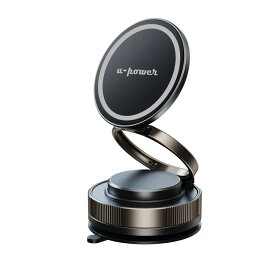 【U-POWER公式】スマホホルダー 車 ナノゲル吸着×真空吸盤 W固定構造 magsafe対応 360度回転 N55磁石 片手操作 iPhone Android全機種対応 スマホスタンド 車用 カー用品