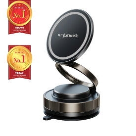 【TikTok大人気商品ランキング第一位獲得 U-POWER公式】スマホホルダー 車 ナノゲル吸着×真空吸盤 W固定構造 magsafe対応 360度回転 N55磁石 片手操作 iPhone Android全機種対応 スマホスタンド 車用 カー用品